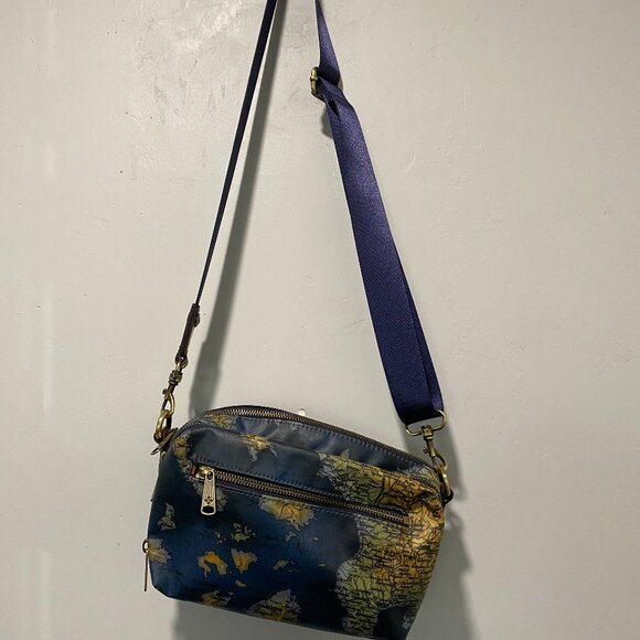 Patricia Nash Piper Coated Linen Canvas Crossbody bag in Greek Map - Picture 2 of 5